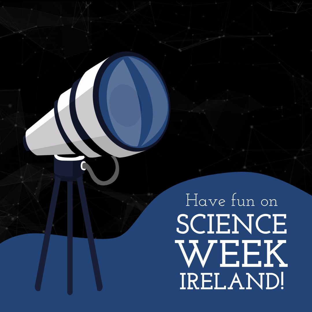 Telescope with Science Week Ireland Theme