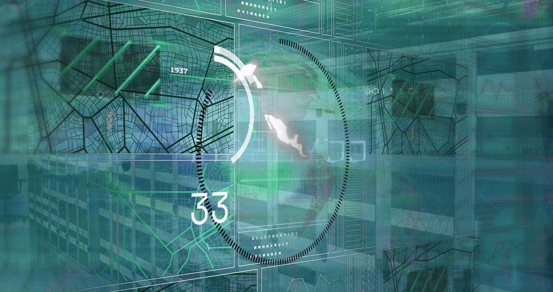 Futuristic Digital Interface with Data Displays