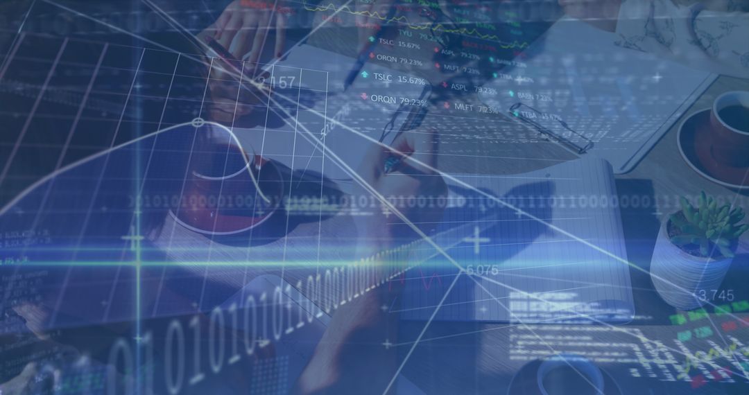 Digital Interface of Business Professionals Analyzing Financial Data