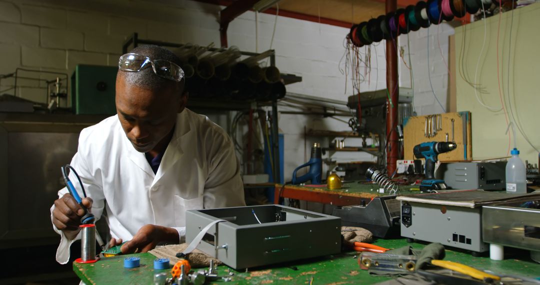 Engineer Soldering Electronics in Workshop - Free Images, Stock Photos and Pictures on Pikwizard.com