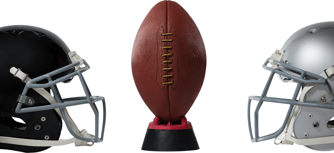 Transparent Football with Helmets on White Background