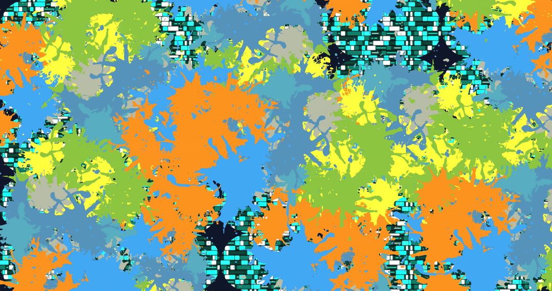 Dynamic Geometric Shapes and Vibrant Splashes Abstract Pattern