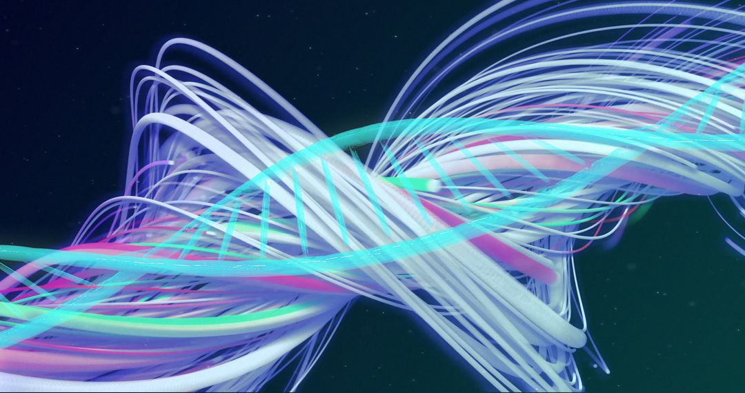 Dynamic Neon Light Trails Over Dark Background