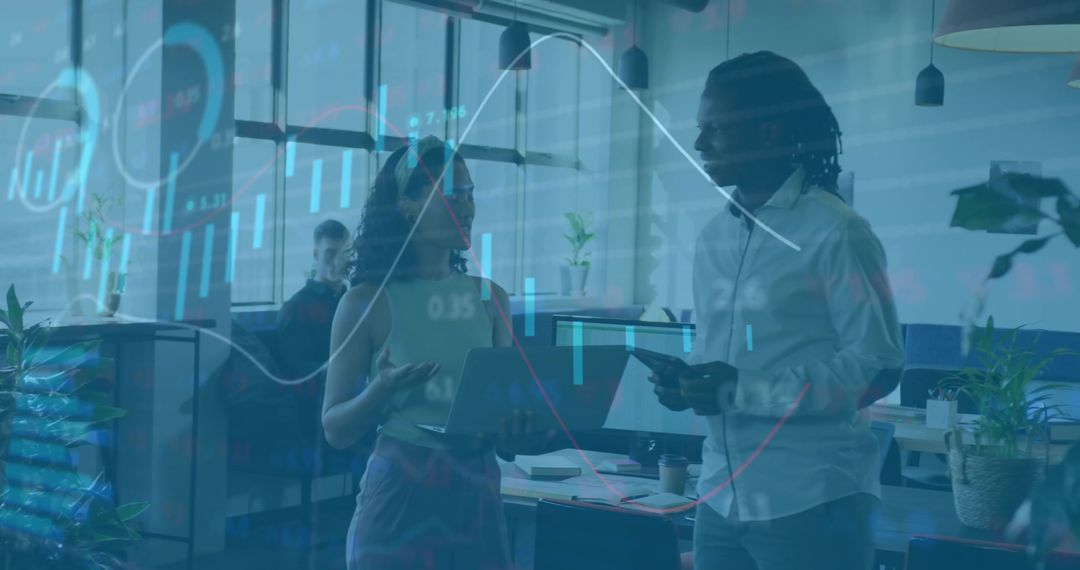 Business Professionals Discuss Data Charts Technology Office