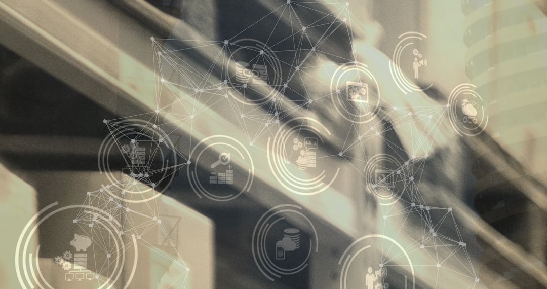 Global Network Icons with Digital Interface Concept