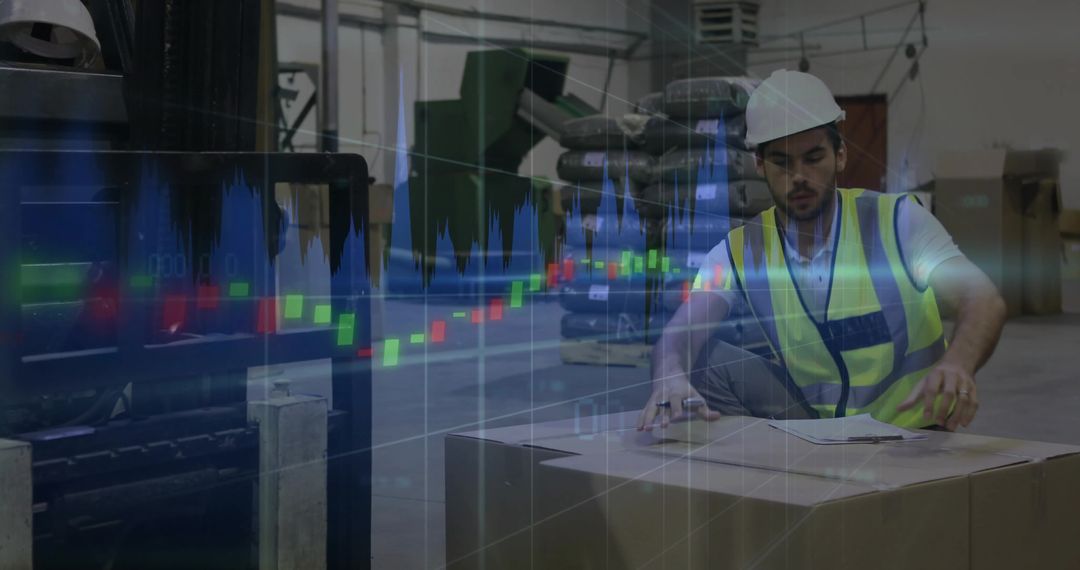 Industrial Worker Analyzing Logistics Data for Productivity