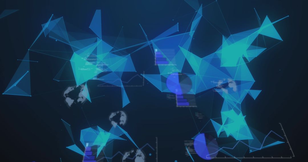 Abstract Technology Network with Globes and Shapes