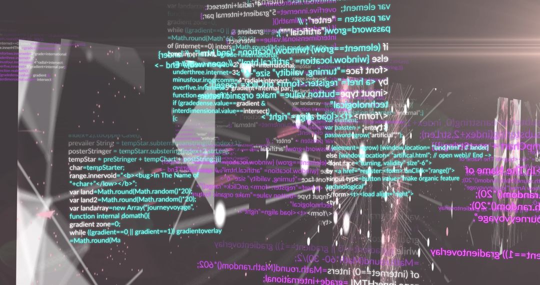 Abstract Digital Code Interface Over Black Background