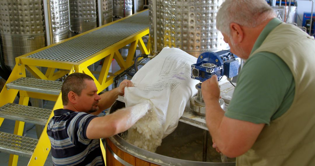 Two Workers Processing Cotton in Factory Setting - Free Images, Stock Photos and Pictures on Pikwizard.com