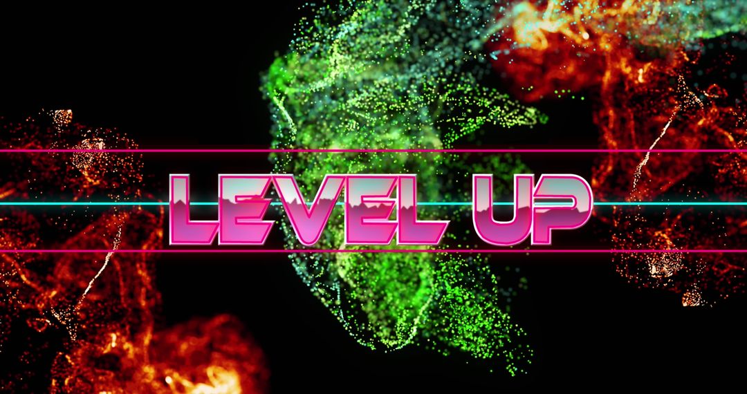 Level Up Digital Banner with Vibrant Waves