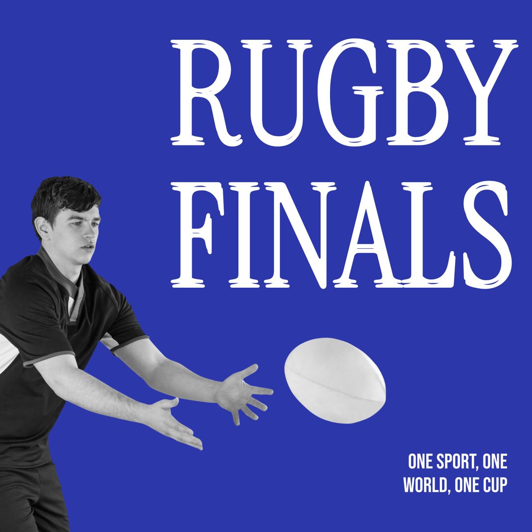 Rugby Finals Promotional Banner with Player Catching Ball - Download Free Stock Templates Pikwizard.com