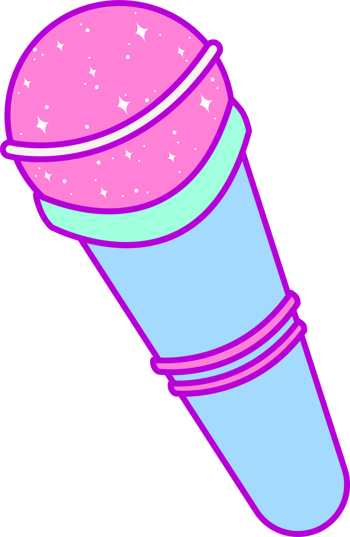 Transparent Cartoon Pastel Microphone with Sparkling Head