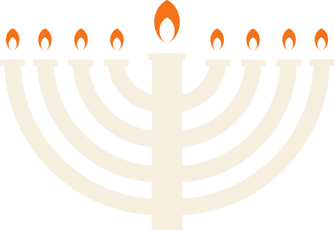 Minimal Flat Design Menorah with Flawlessly Glowing Flames