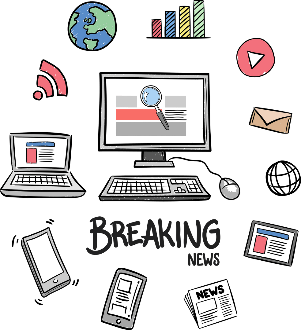 Transparent Digital Media Concept with News Elements