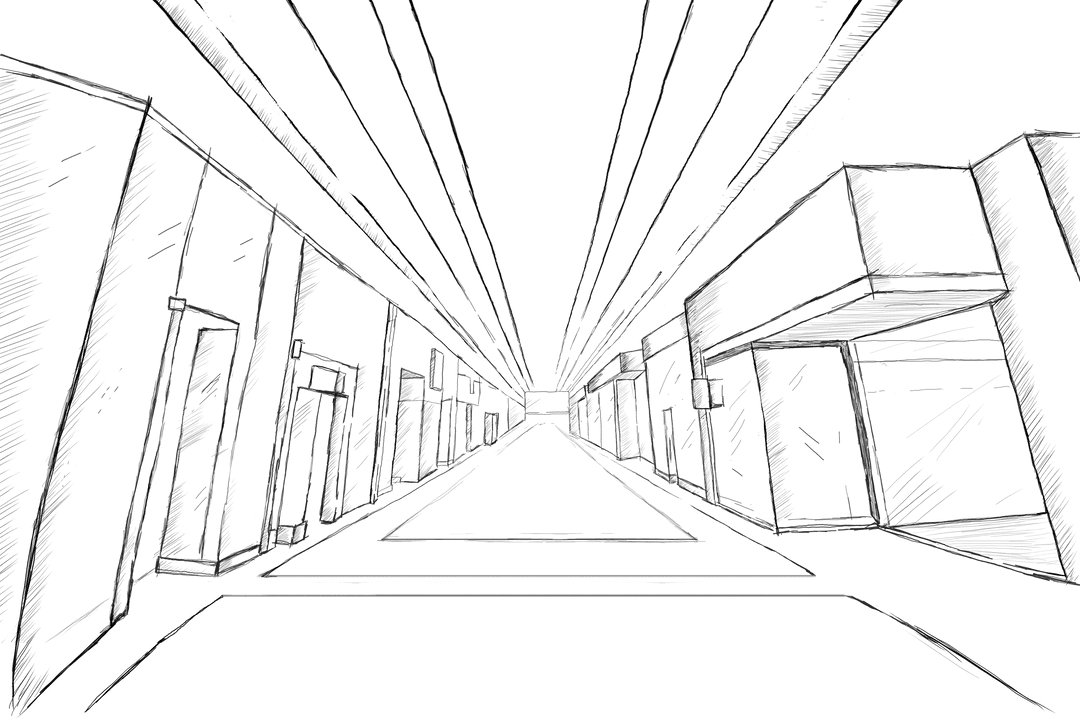 Transparent Sketch of Modern Office Interior Layout