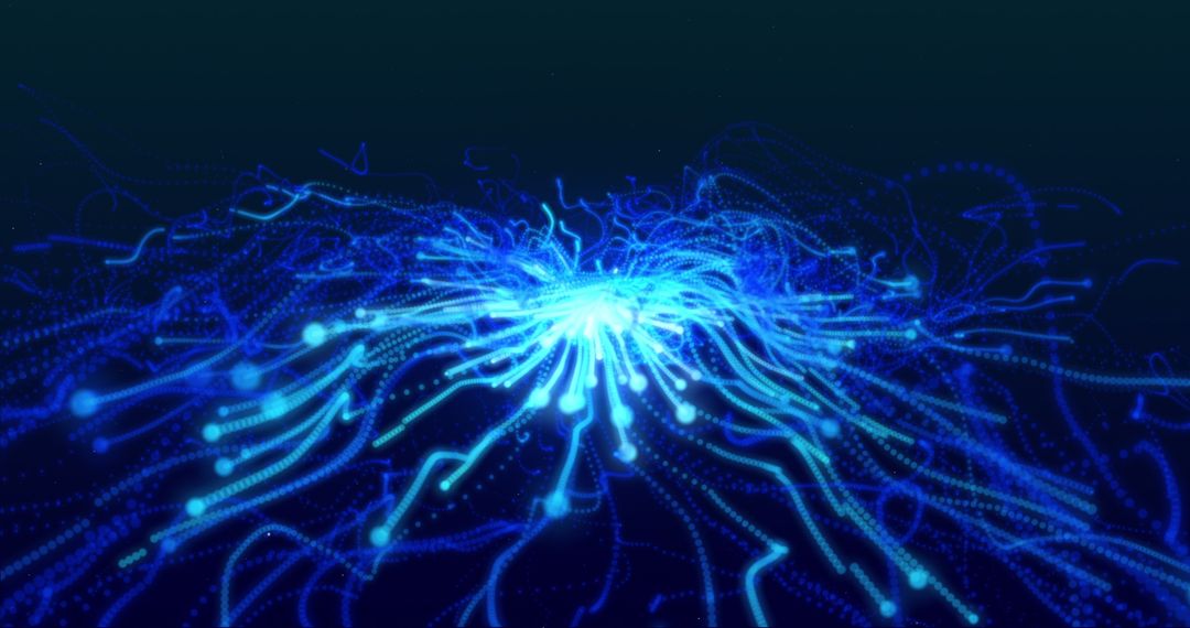 Dynamic Blue Electric Currents on Dark Background