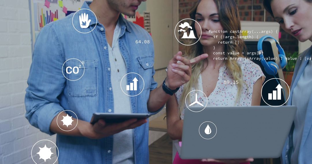 Business Team Analyzing Environmental Data and Reports