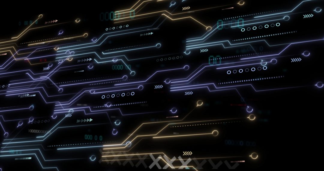 Futuristic Neon Network Circuit with Digital Data Flow