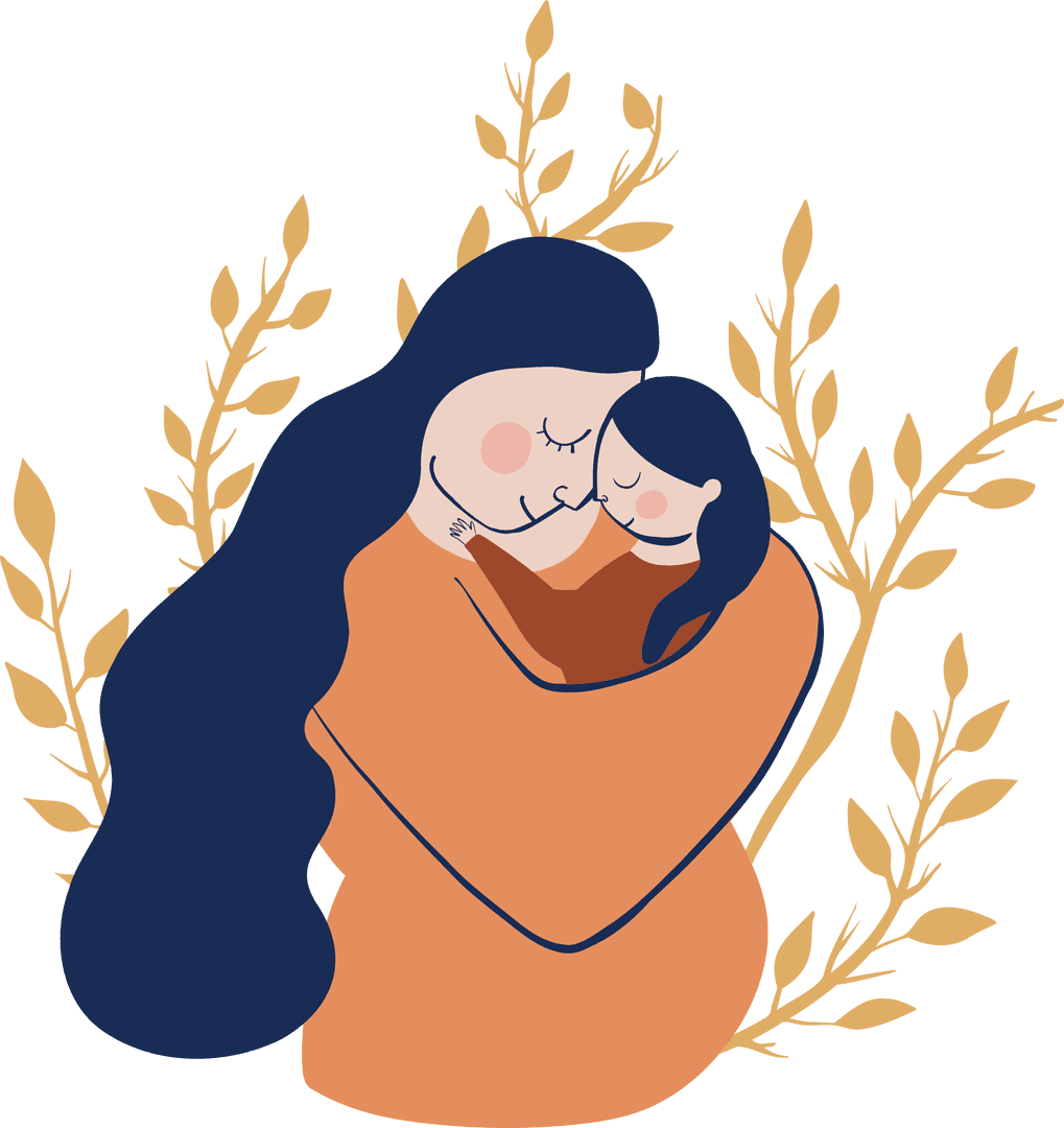 Mother Embracing Child Nature Concept Transparent Background