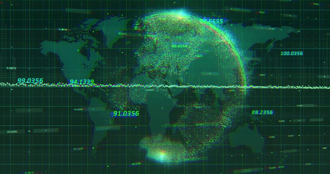 Digital Globe with Data Analytics Overlay on World Map