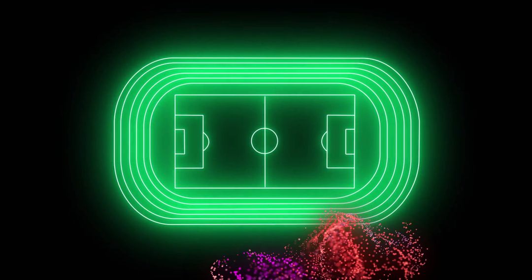 Neon Football Stadium with Moving Network Particles