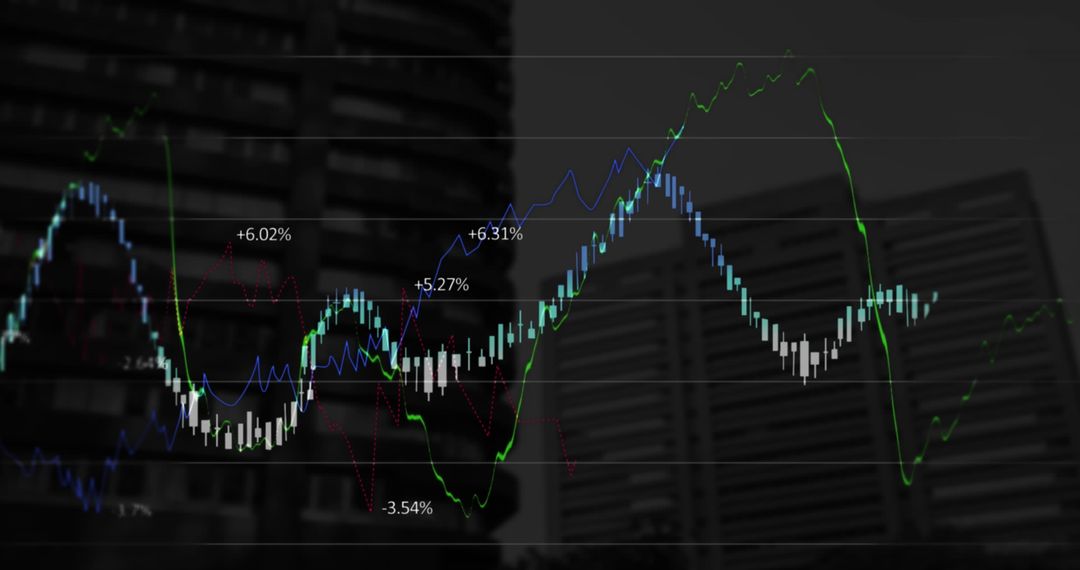 Digital Forex Data Over City Skyline Visualizing Market Trends