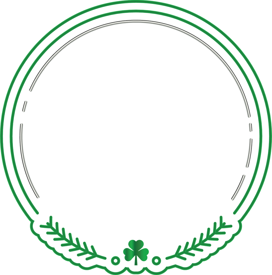 Transparent Circular Frame with Clover Leaf Decoration