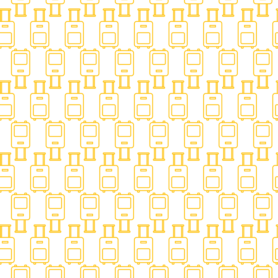 Seamless Pattern of Yellow Luggage Icons on Transparent Background