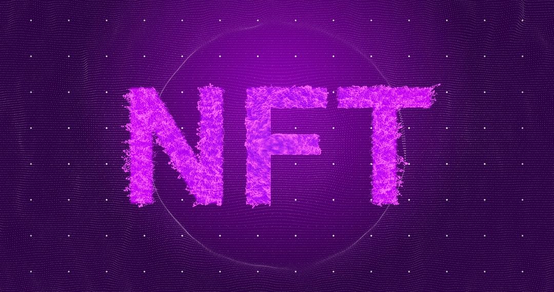 Glowing NFT Text with Violet Digital Background