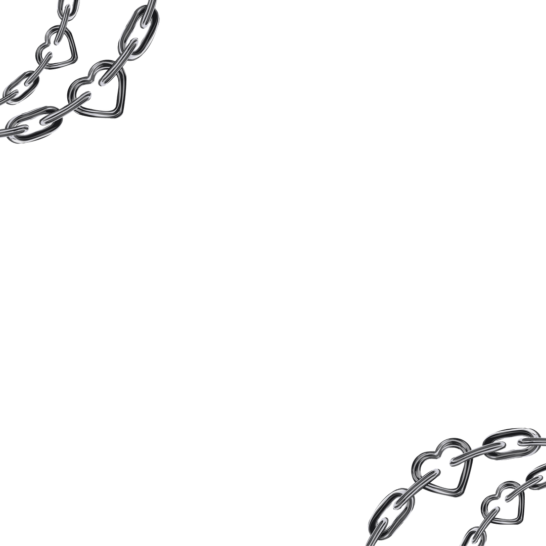 Stylized Metallic Heart-Chain Segments on Transparent Background