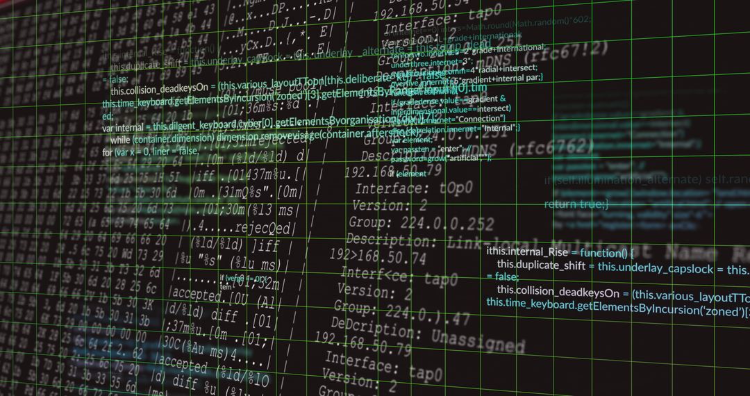 Digital Code Display on Screen with Grid Interface