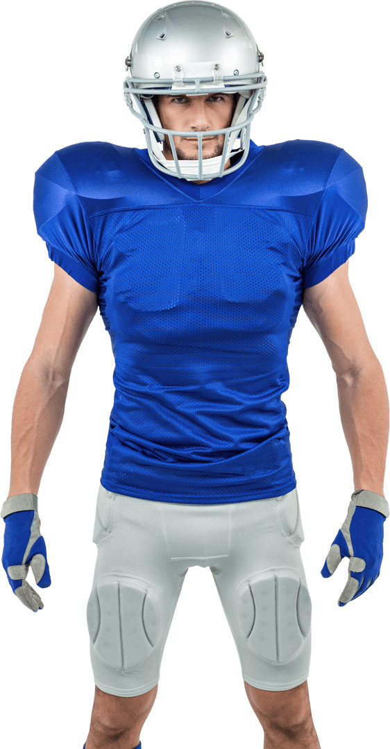 Transparent Football Player in Strong Stance Ready for Action
