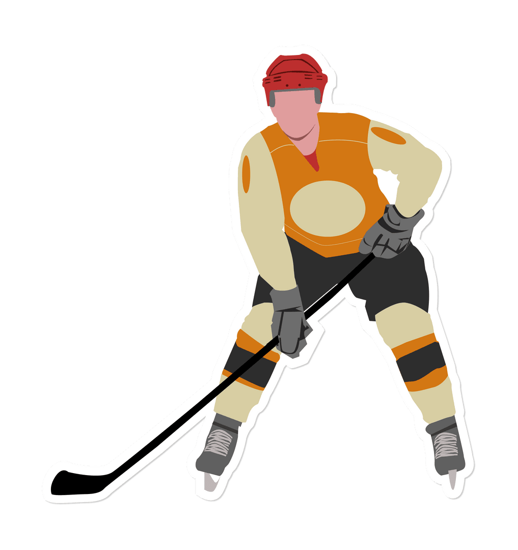 Ice Hockey Player Leaning Forward in Transparent Kinetic Pose