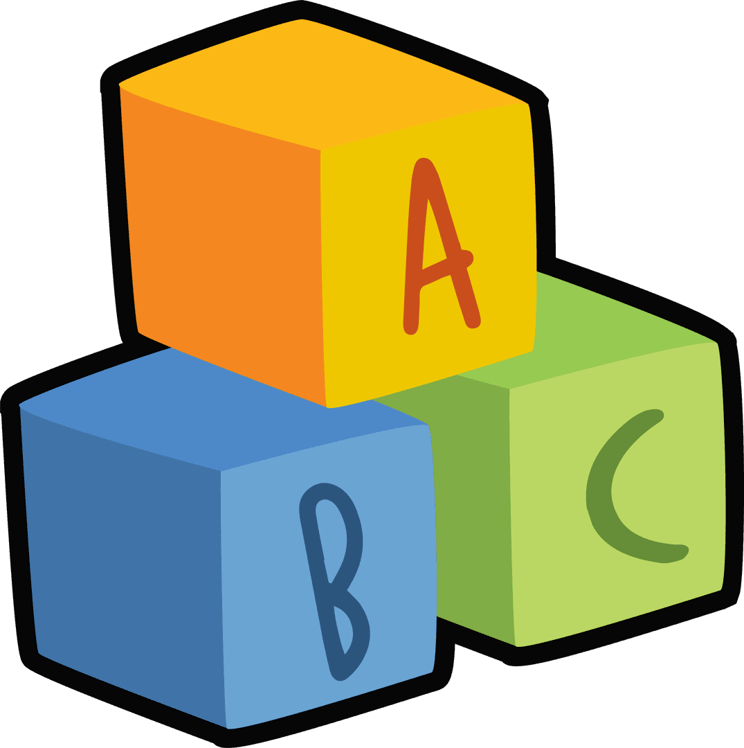 Transparent Illustration of ABC Building Blocks on Transparent Background