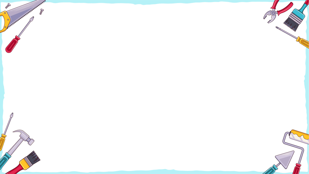 Colorful Tools Decorative Frame with Transparent Background