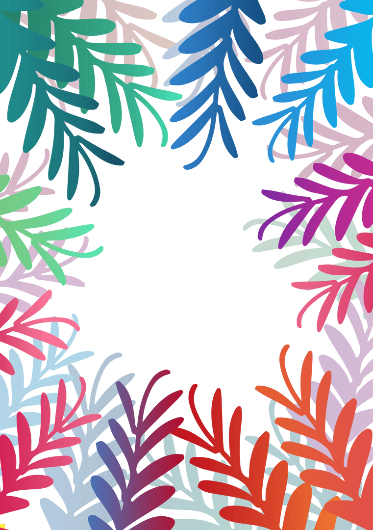 Colorful Leaves Frame Illustration on Transparent Background