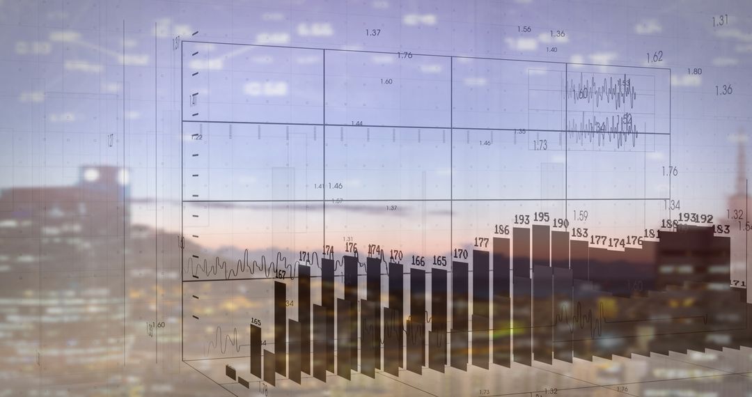 Financial Data Visualization with Cityscape Background