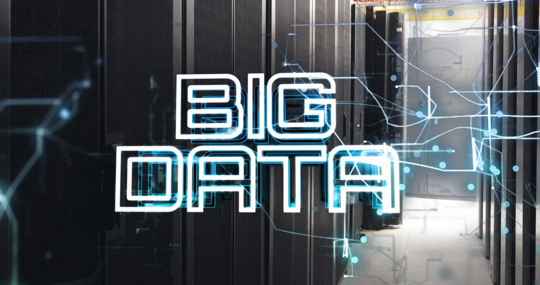 Big Data Text Overlay on Computer Servers with Digital Interface - Free Images, Stock Photos and Pictures on Pikwizard.com
