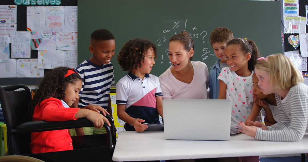 Diverse Students Engaged in Group Learning Activity with Teacher