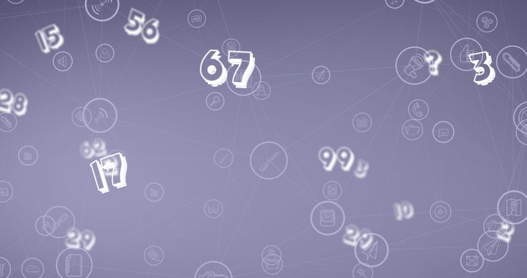 Digital Network of Communication Icons and Numbers on Gray Background