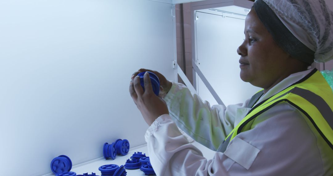 Quality Control Inspector Examining Plastic Components in Cleanroom - Free Images, Stock Photos and Pictures on Pikwizard.com