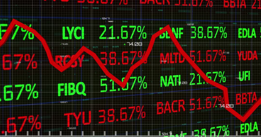 Stock Market Decline Display with Falling Red Graph Line