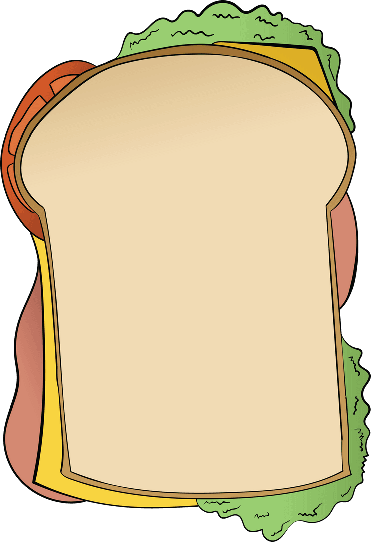 Transparent Sandwich Frame Illustration with Vegetables and Cheese