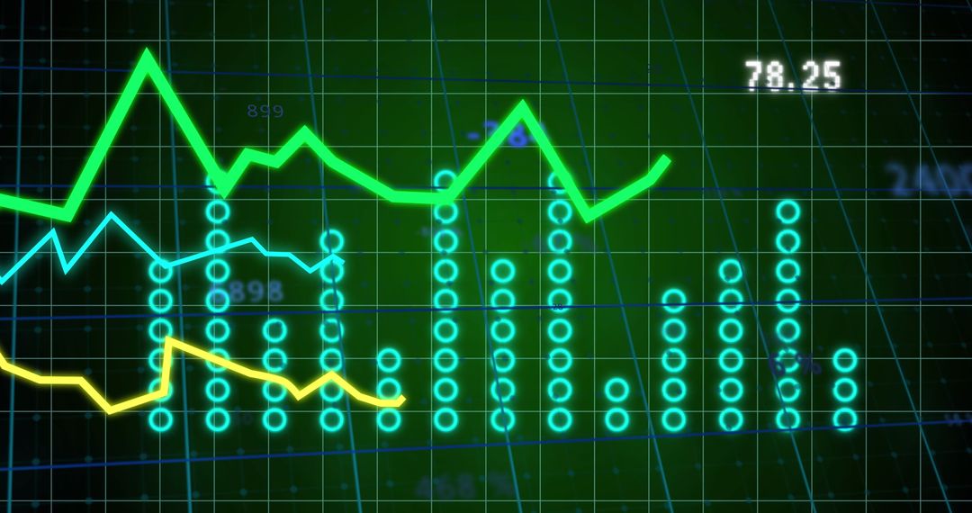 Financial Data Analysis Over Green Grid Background