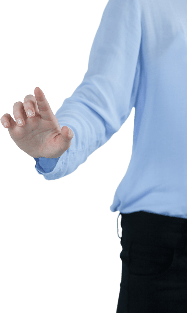 Transparent Image of Businesswoman Interacting with Digital Screen