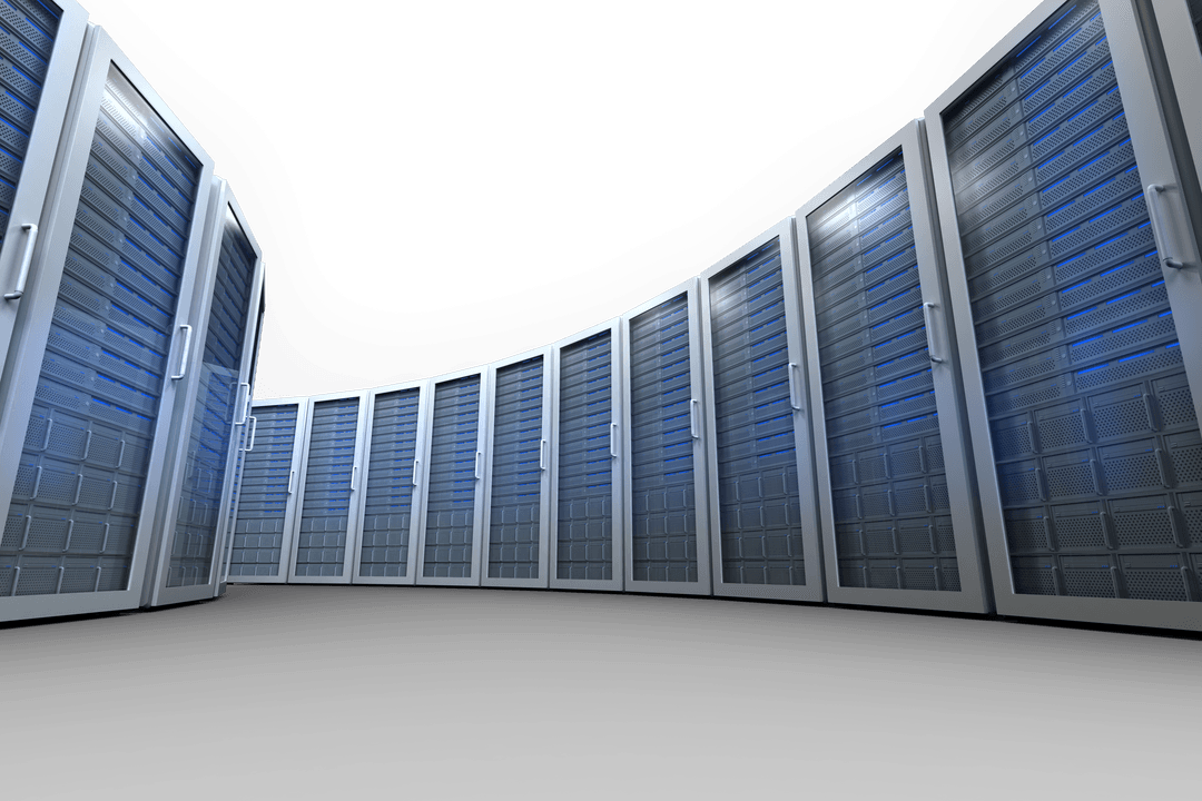 Row of Futuristic Servers with Transparent Background