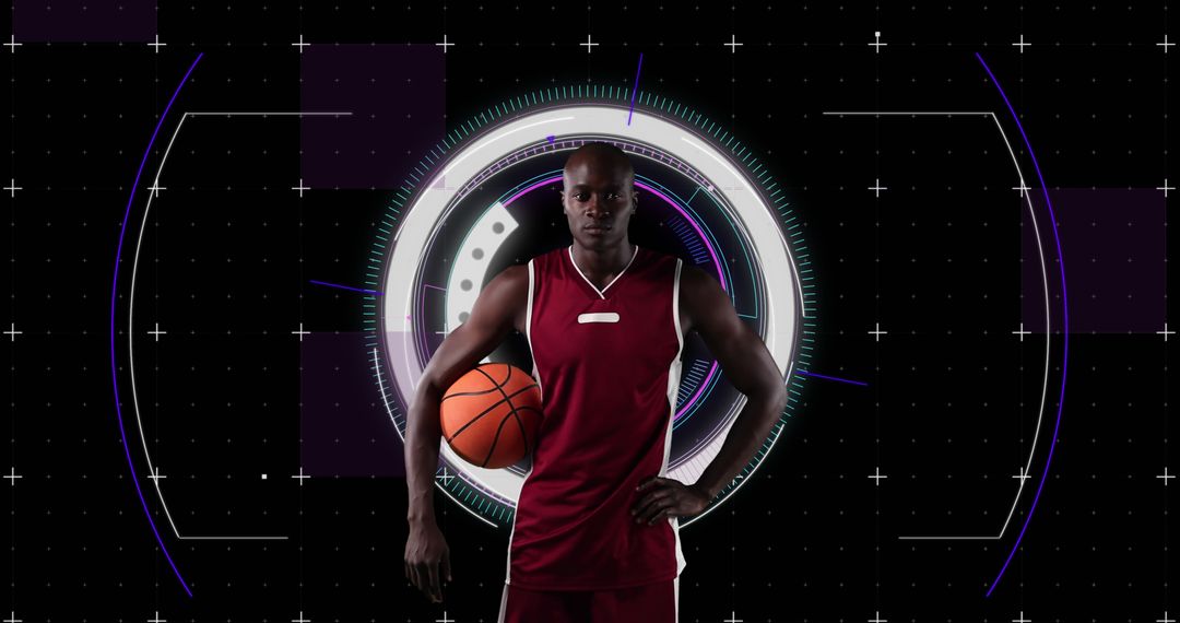 Image of scopes scanning and data processing with male basketball player - Free Images, Stock Photos and Pictures on Pikwizard.com