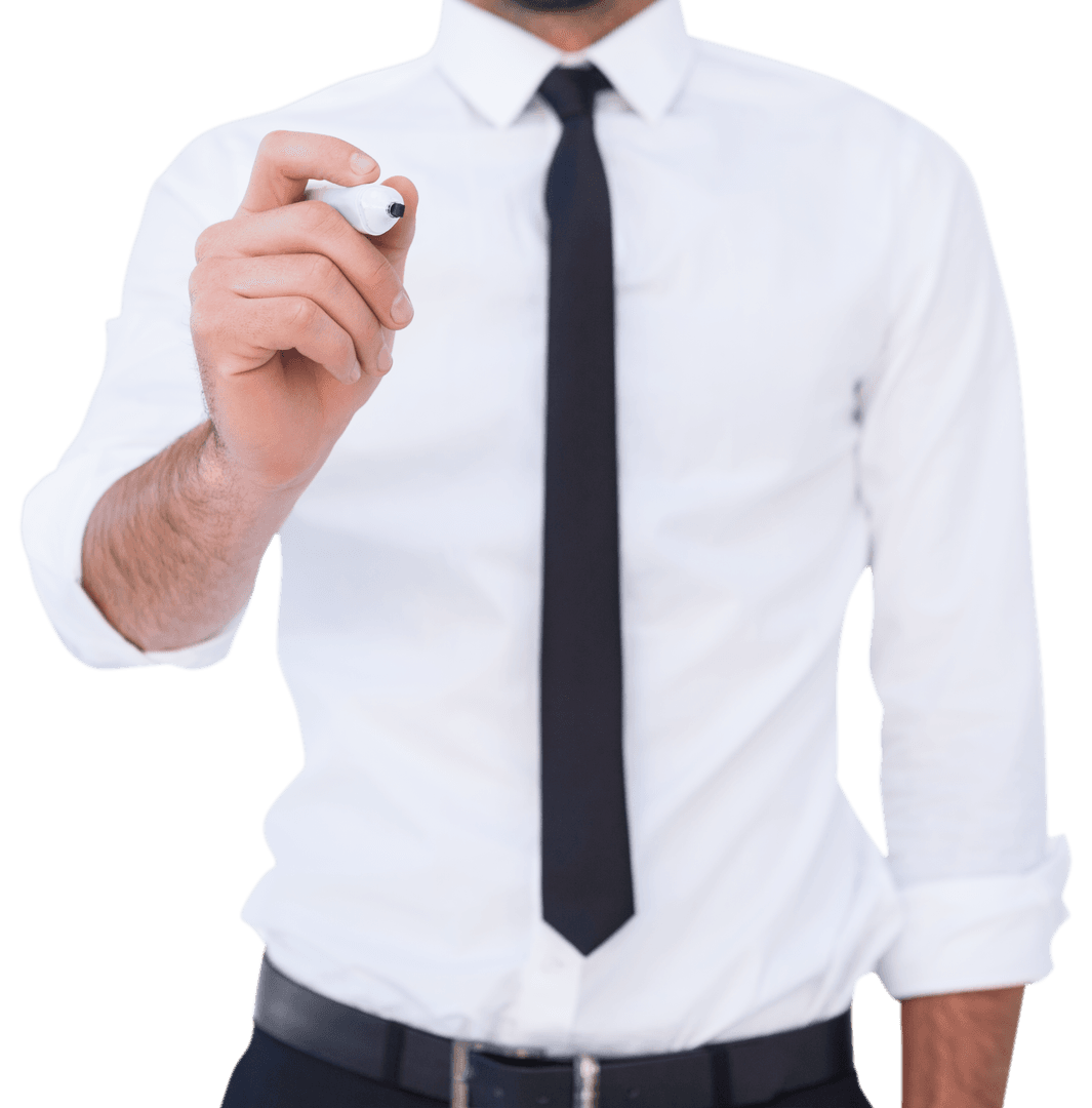 Transparent Business Professional Writing with Marker and Tie