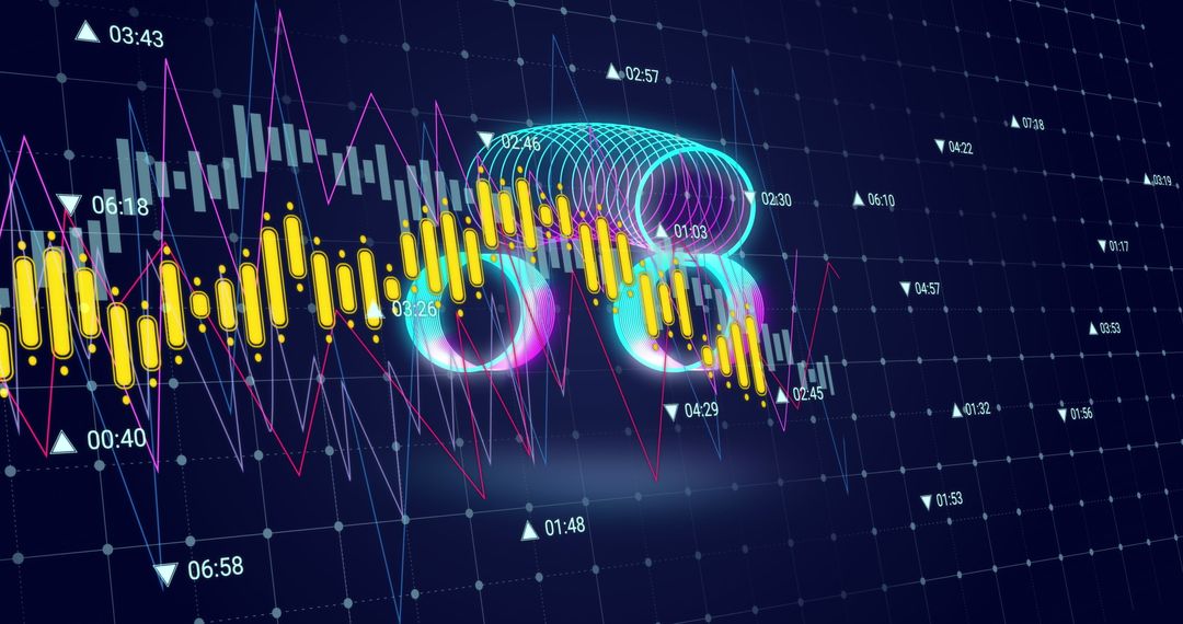 Futuristic Bitcoin 3D Symbol on Dynamic Trading Screen