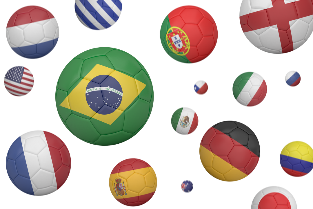 Transparent Background with Group of Colorful Footballs Featuring National Flags - Download Free Stock Images Pikwizard.com